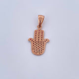 Pendant Hamsa Hand 3.7gr / 3.3cm / Pink and White Zircons 18K Rose Gold $