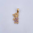 Pendant Bear Overalls 3.65gr / 3cm / Black Purple White Zircons 18K Yellow Gold $