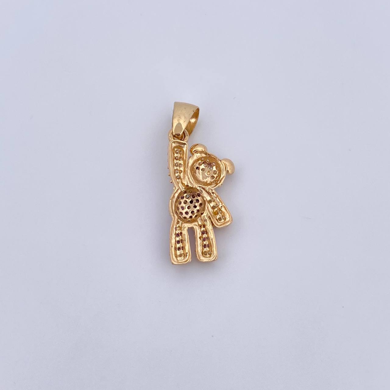 Pendant Bear Overalls 3.65gr / 3cm / Black Purple White Zircons 18K Yellow Gold $