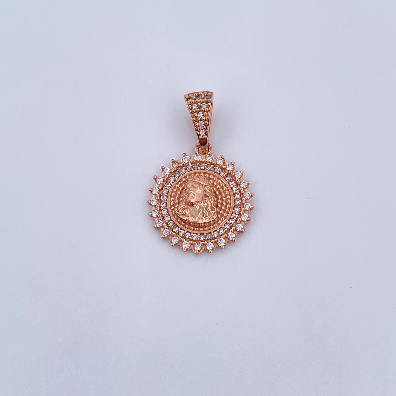 Dije Medalla Rostro Cristo 4gr / 2.8cm / Circones Blancos Oro Rosa 18K $