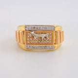 Anillo Caballo rectangulo 7.7g / T10 Tres Oros 18K