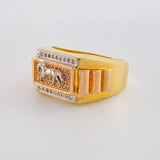 Anillo Caballo rectangulo 7.7g / T10 Tres Oros 18K