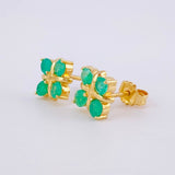 Stud Earrings Flower Gift Emeralds 72pts 2.3gr / 18K Yellow Gold