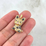 Pendant French Bulldog 4.4gr / 2.7cm / White and Black Zircons 18K Yellow Gold