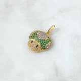 Dije Hongo Animado 2.05gr / 2.2cm / Circones Blancos Verdes Y Negros Oro Amarillo 18K ©