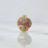Pendant Animated Mushroom 2.25gr / 2.2cm / White, Black, and Fuchsia Zircons 18K Yellow Gold