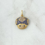 Pendant Animated Mushroom 2.25gr / 2.2cm / White, Black, and Blue Zircons 18K Yellow Gold