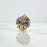 Pendant Animated Mushroom 2.25gr / 2.2cm / White, Black, and Blue Zircons 18K Yellow Gold