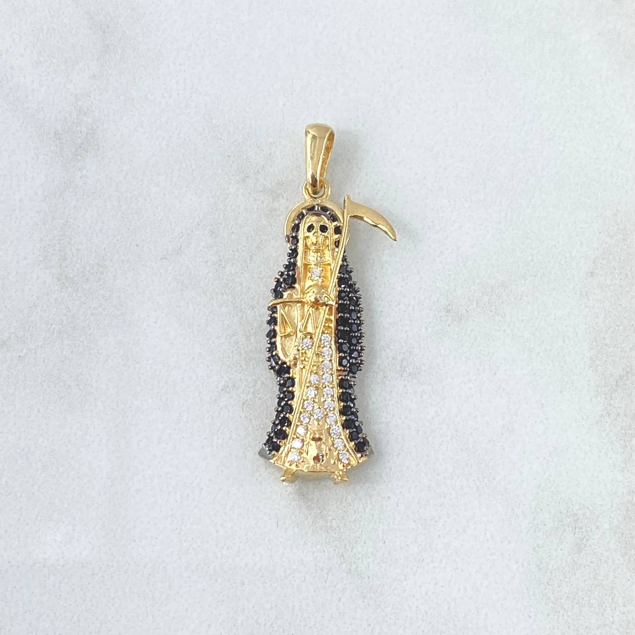 Dije Santa Muerte 3gr / 3.5cm / Circones Blancos Negros Oro Amarillo 18K *