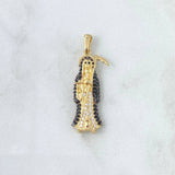 Dije Santa Muerte 2.75gr / 3.5cm / Cicones Blancos Negros Oro Amarillo 18K ©