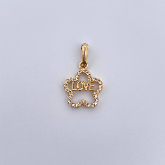 Pendant Flower Silhouette Love 1.3gr / 2.3cm / White Zircons 18K Yellow Gold &
