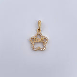 Pendant Flower Silhouette Love 1.3gr / 2.3cm / White Zircons 18K Yellow Gold &