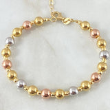 Bracelet Hoop Beads Interspersed 6.85gr / 7 3/4 in / Three Golds +4 18K ©