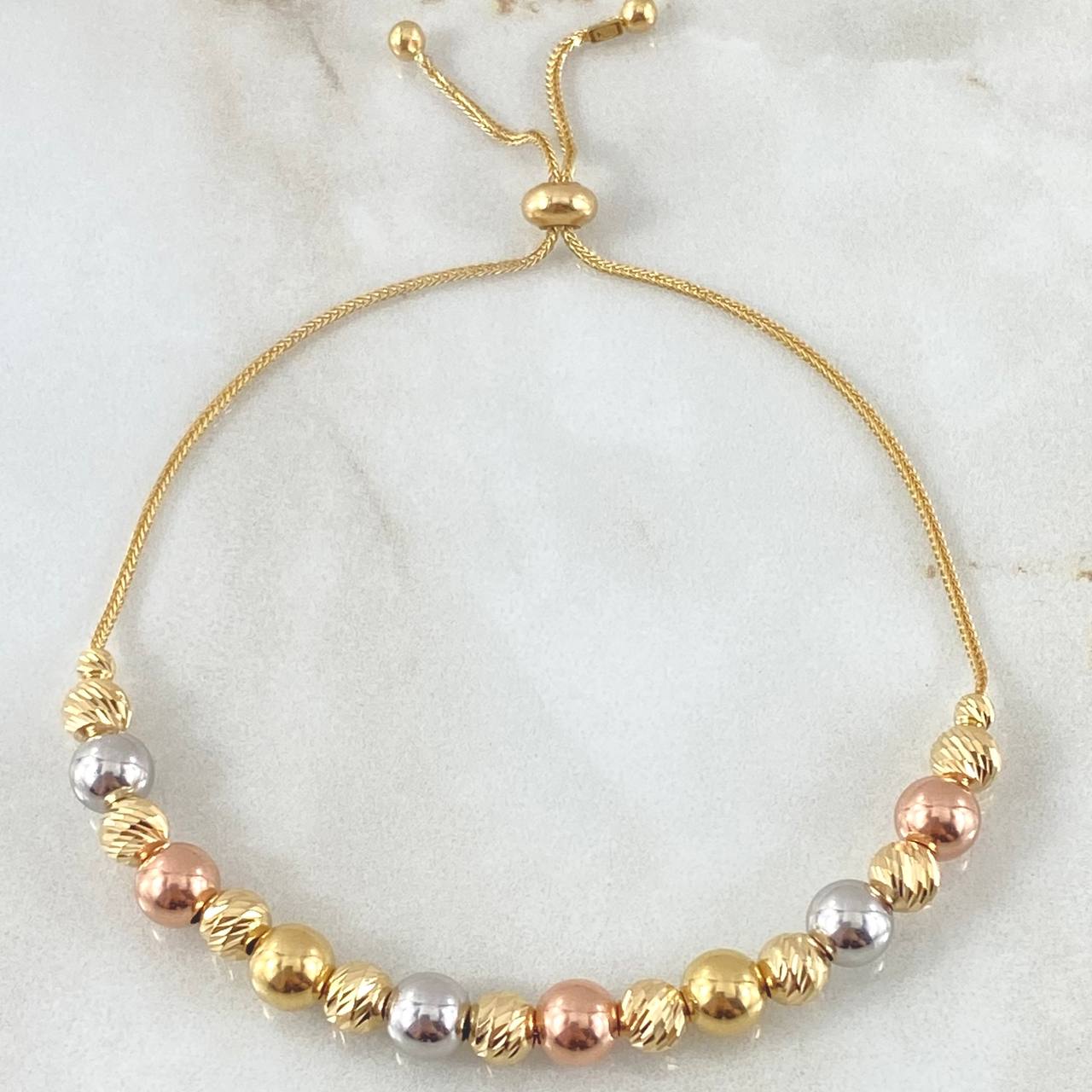 Interspersed Beads Bracelet 4.85gr / 7.9in / +4 18K Gold ©