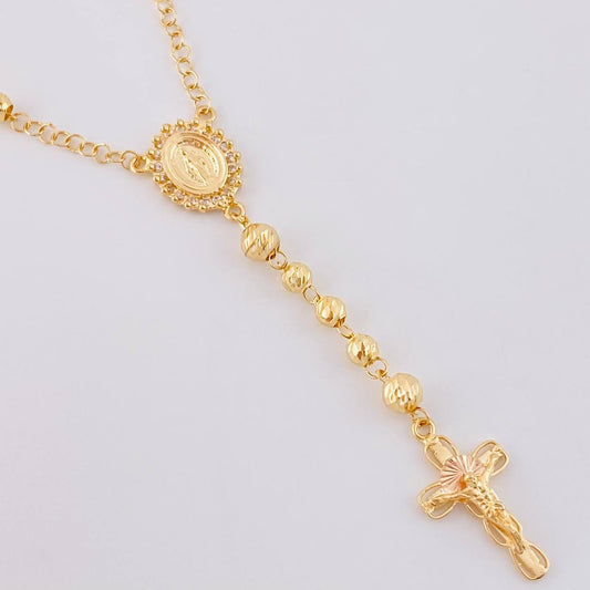 Miraculous Virgin Rosary 10.9 g / 20 3/4 in / 4.5 mm Two-Tone Yellow Rose Gold 18K