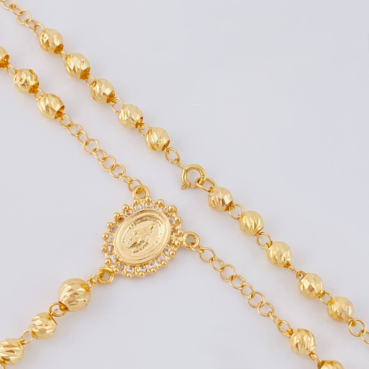 Miraculous Virgin Rosary 10.9 g / 20 3/4 in / 4.5 mm Two-Tone Yellow Rose Gold 18K