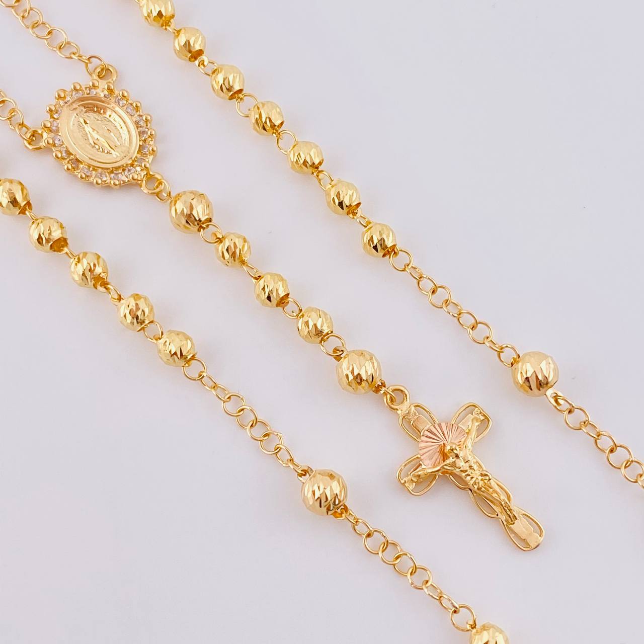 Miraculous Virgin Rosary 10.9 g / 20 3/4 in / 4.5 mm Two-Tone Yellow Rose Gold 18K