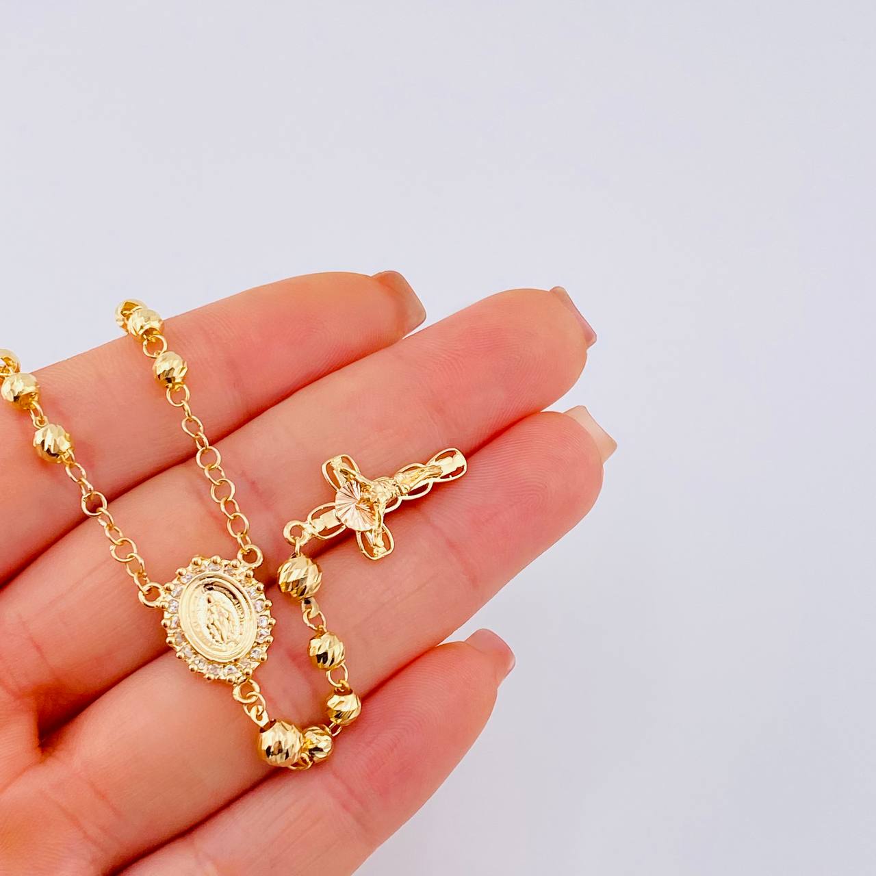 Miraculous Virgin Rosary 10.9 g / 20 3/4 in / 4.5 mm Two-Tone Yellow Rose Gold 18K