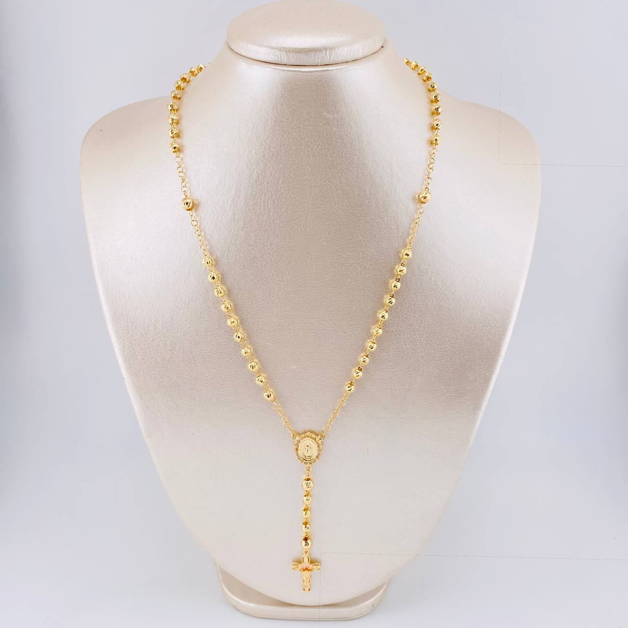 Miraculous Virgin Rosary 10.9 g / 20 3/4 in / 4.5 mm Two-Tone Yellow Rose Gold 18K