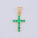 Dije Cruz Esmeraldas 0,5Pts 0.6 g / 3/4 in Oro Amarillo 18K