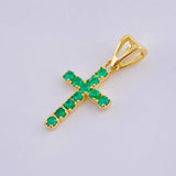 Dije Cruz Esmeraldas 0,5Pts 0.75 g / 3/4 in Oro Amarillo 18K