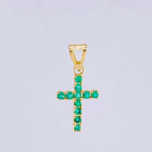 Dije Cruz Esmeraldas 0,5Pts 0.75 g / 3/4 in Oro Amarillo 18K