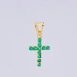 Dije Cruz Esmeraldas 0,5Pts 0.75 g / 3/4 in Oro Amarillo 18K