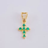 Pendant Bubble Cross Emeralds 0.12Pts 0.5 g / 1/2 in Yellow Gold 18K