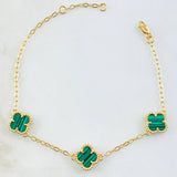 Clover Bracelet Green 4.6gr / 7 3/4 in / 18K Gold