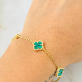 Clover Bracelet Green 4.6gr / 7 3/4 in / 18K Gold