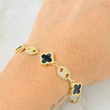 Bracelet GC Black-Gold Clover 6.35gr / 7 1/4 in / 18K Yellow Gold Special Edition