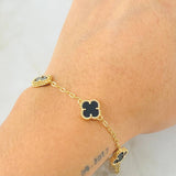 Clover Bracelet Black 5.75gr / 8 1/2 in / 18K Gold