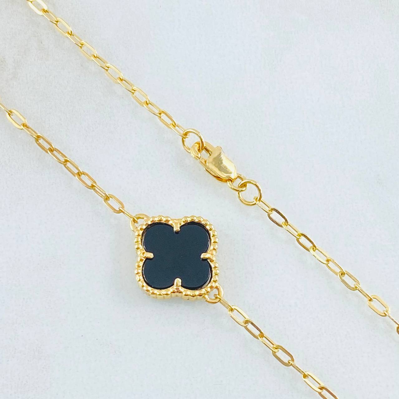 Cadena Trebol Negro-Dorado 10gr / 19 3/4 in / Oro Amarillo Nac.Esp. 18K
