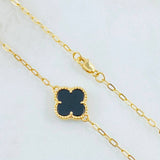 Cadena Trebol Negro-Dorado 10gr / 19 3/4 in / Oro Amarillo Nac.Esp. 18K