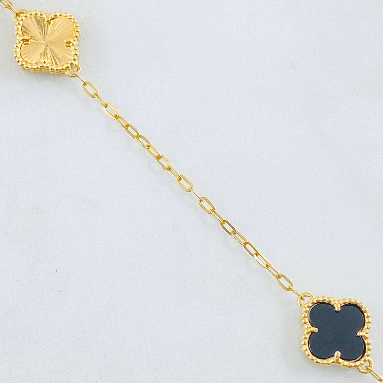 Cadena Trebol Negro-Dorado 10gr / 19 3/4 in / Oro Amarillo Nac.Esp. 18K