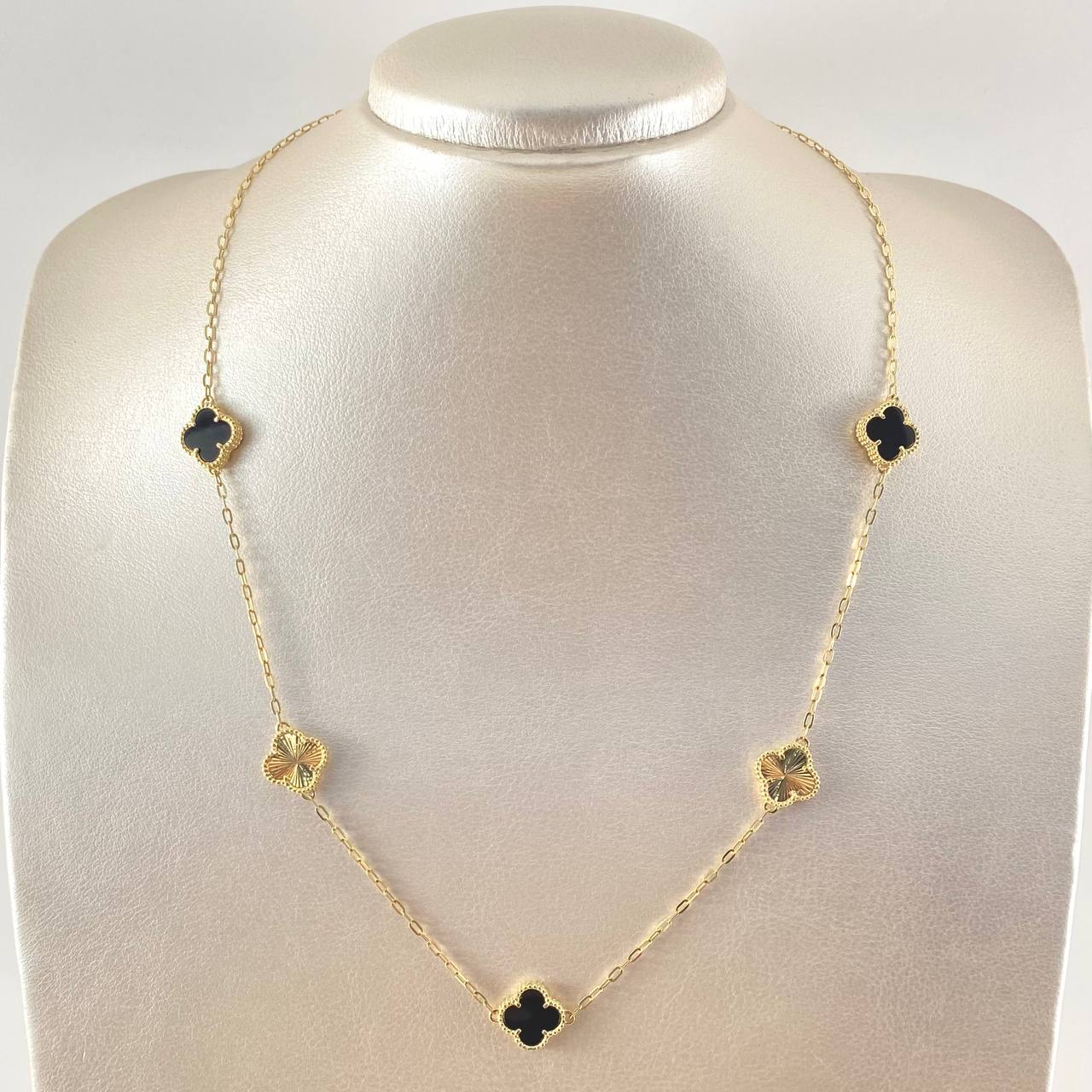 Cadena Trebol Negro-Dorado 10gr / 19 3/4 in / Oro Amarillo Nac.Esp. 18K