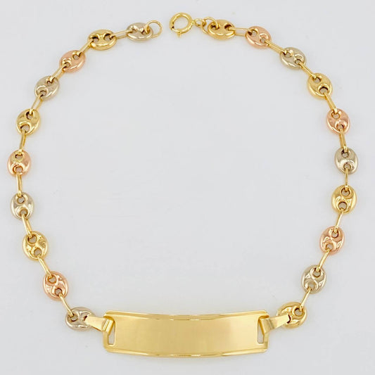 Bracelet Gc rectangular curve 2.65g / 7 1/4 in / 4.1mm Three Golds 18K