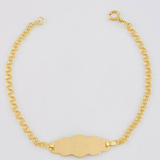 Pulso Bebé Aro Seguido Doble Placa Nube 1.45g / 6 in / 2.4mm Oro Amarillo 18K