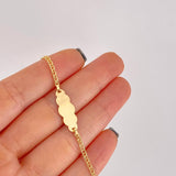 Pulso Bebé Aro Seguido Doble Placa Nube 1.45g / 6 in / 2.4mm Oro Amarillo 18K