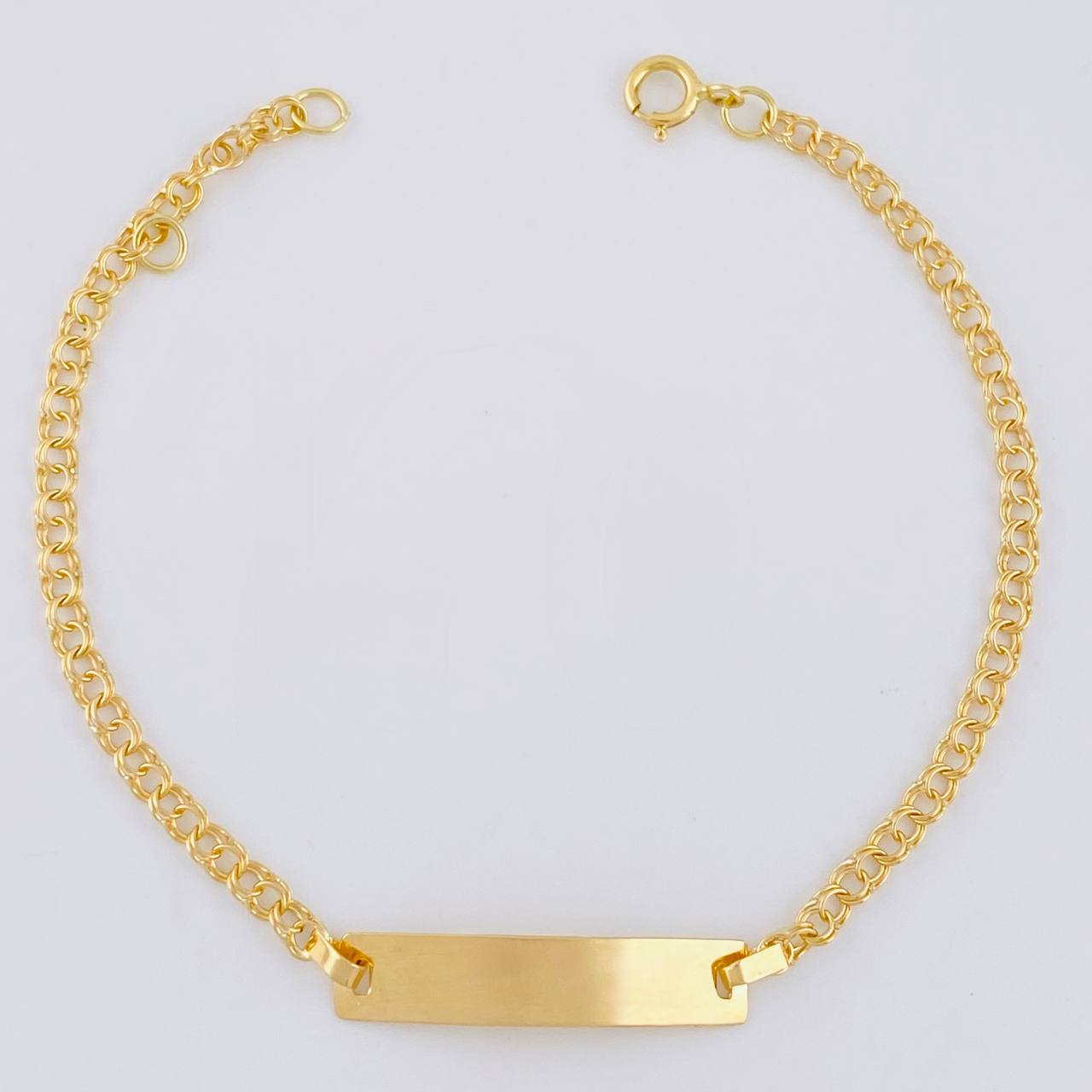Baby Bracelet Classic Link Double Rectangular Plate 1.35g / 6 in / 2.2mm Yellow Gold 18K
