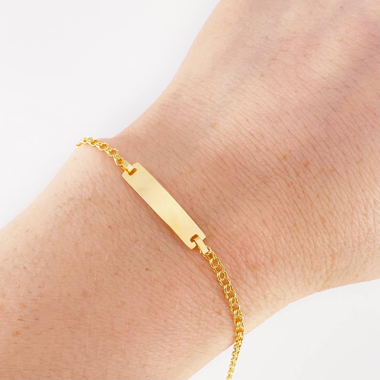 Baby Bracelet Classic Link Double Rectangular Plate 1.35g / 5 3/4 in / 2.2mm Yellow Gold 18K