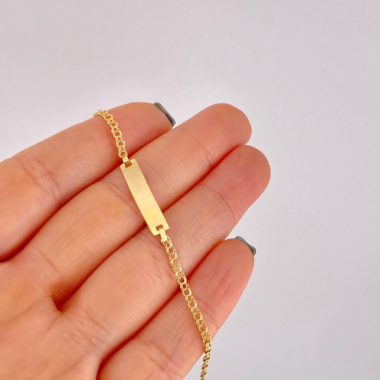 Baby Bracelet Classic Link Double Rectangular Plate 1.35g / 6 in / 2.2mm Yellow Gold 18K