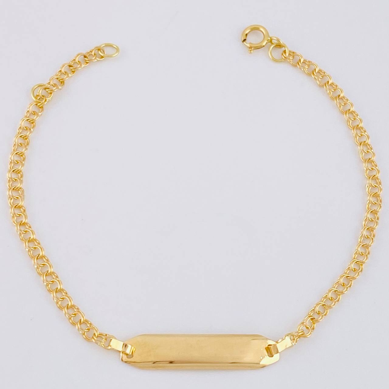 Pulso Bebé Aro Seguido Doble Placa Recta 1.35g / 6 in / 2.2mm Oro Amarillo 18K