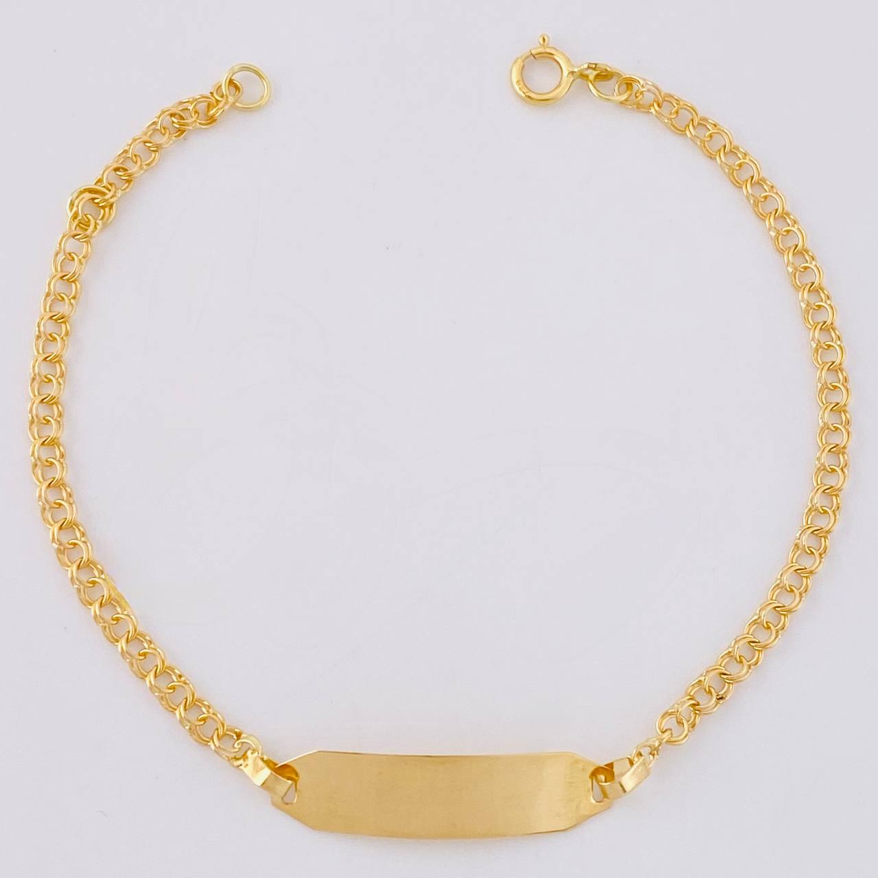 Pulso Bebé Aro Seguido Doble Placa Semi Recta 1.4g / 6 in / 2.2mm Oro Amarillo 18K
