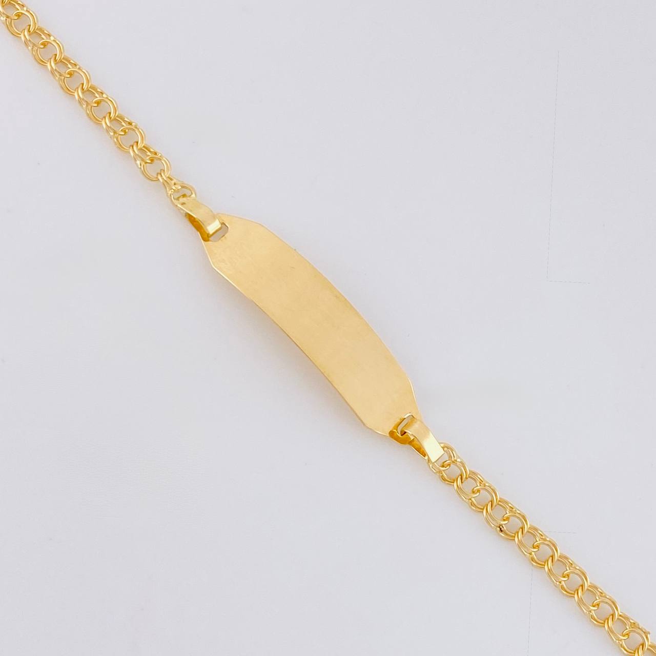 Pulso Bebé Aro Seguido Doble Placa Semi Recta 1.45g / 6 1/4 in / 2.2mm Oro Amarillo 18K