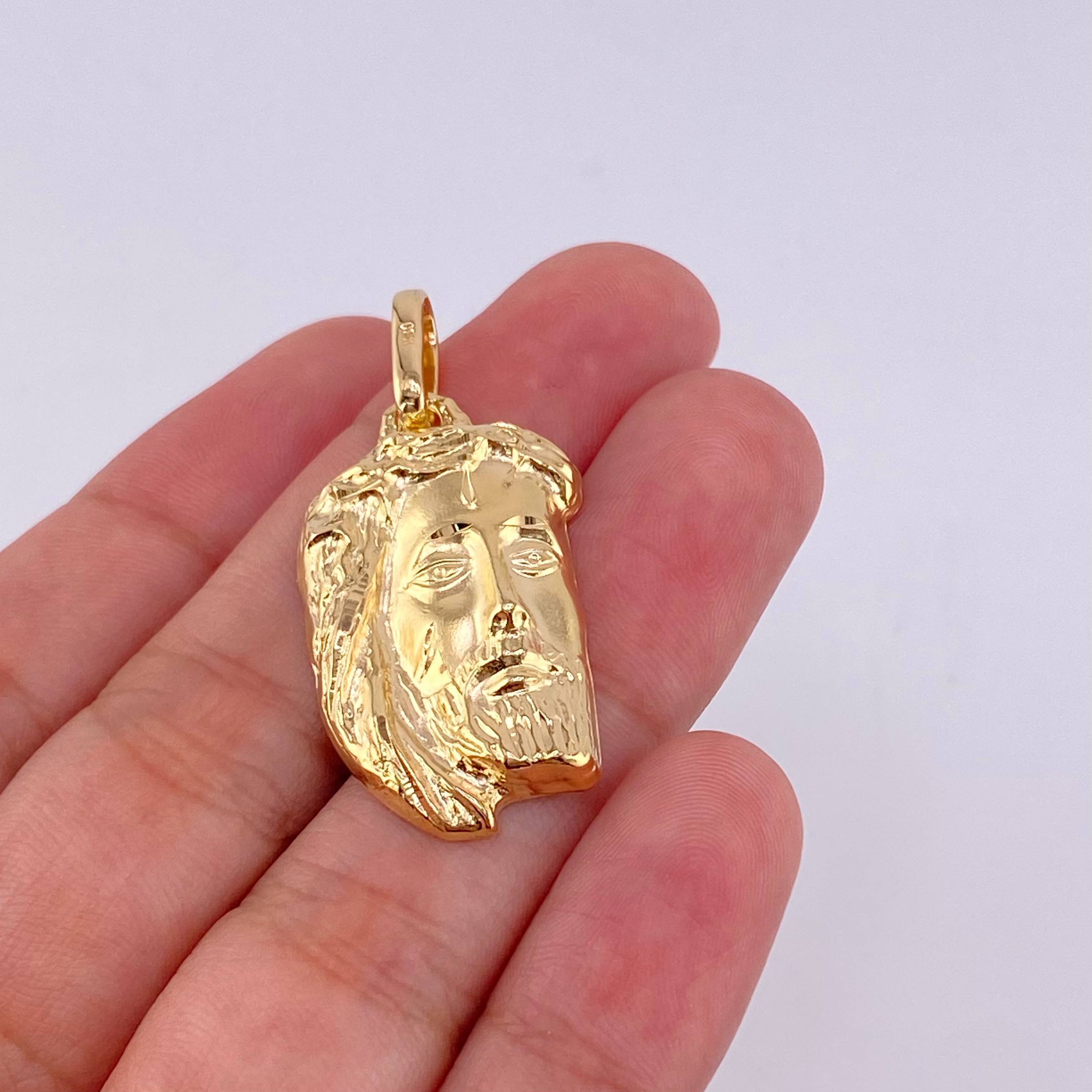 Pendant Christ Face 4.45g / 1 1/2 in 18K Yellow Gold
