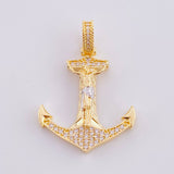 Dije Ancla cristo 5.15g / 1 1/2 in Dos Oros Amarillo Blanco 18K
