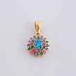 Multicolor Dense Flower Pendant 1.75g / 3/4 in 18K Yellow Gold