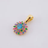 Multicolor Dense Flower Pendant 1.75g / 3/4 in 18K Yellow Gold