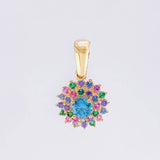 Multicolor Dense Flower Pendant 1.75g / 3/4 in 18K Yellow Gold